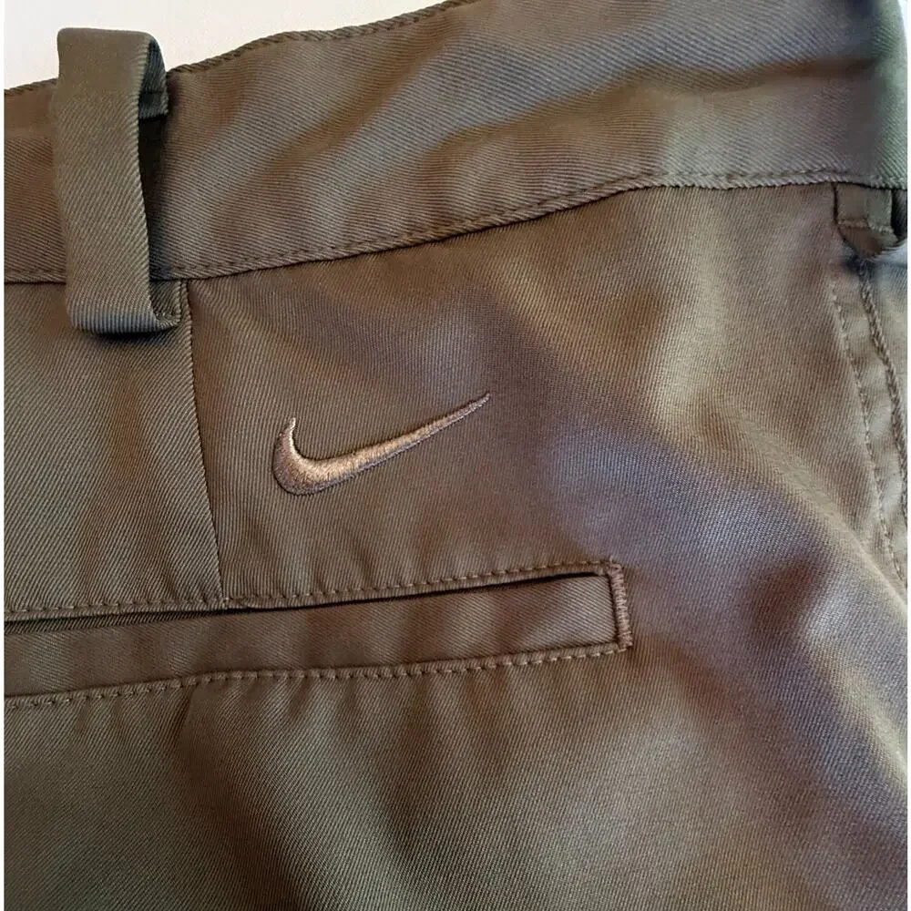 Nike Golf FitDry Shorts Mens 34 Olive Brown Stretch 10 Inch Performance Outdoor